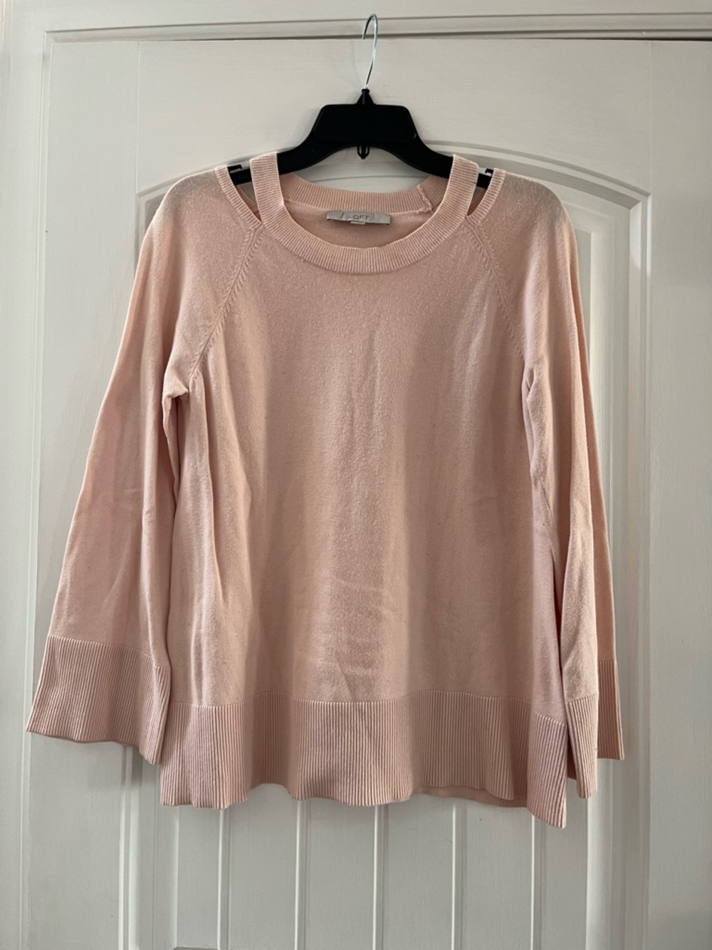 LOFT Light Pink Cutout Shoulder Sweater